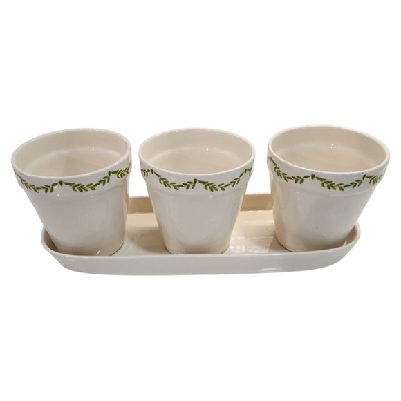 RARE VTG Rae Dunn Merry Joy Cheer Planter Trio Set Christmas Holiday Set - Picture 7 of 8